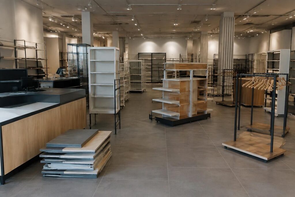profitez du déstockage d’agencement de magasin : mobilier et présentoirs en liquidation à prix réduits pour aménager votre espace commercial.